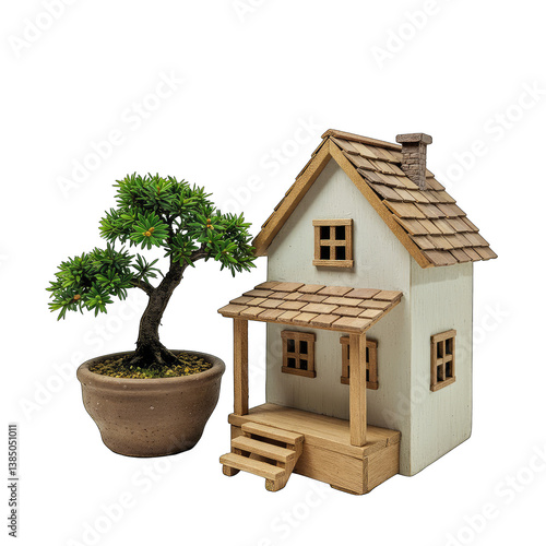 Miniature House & Bonsai Tree