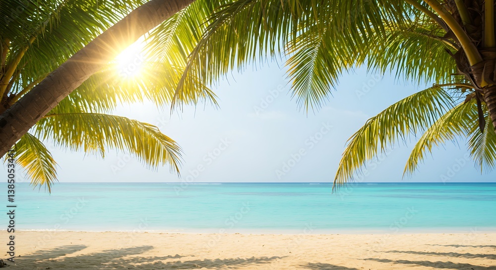 Fototapeta premium Golden Hour Palms AI Generated