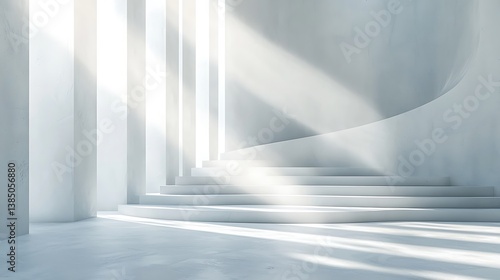 A sleek, minimalist white background with subtle textured gradients, soft shadows, and smooth lighting, ideal for product photography and branding