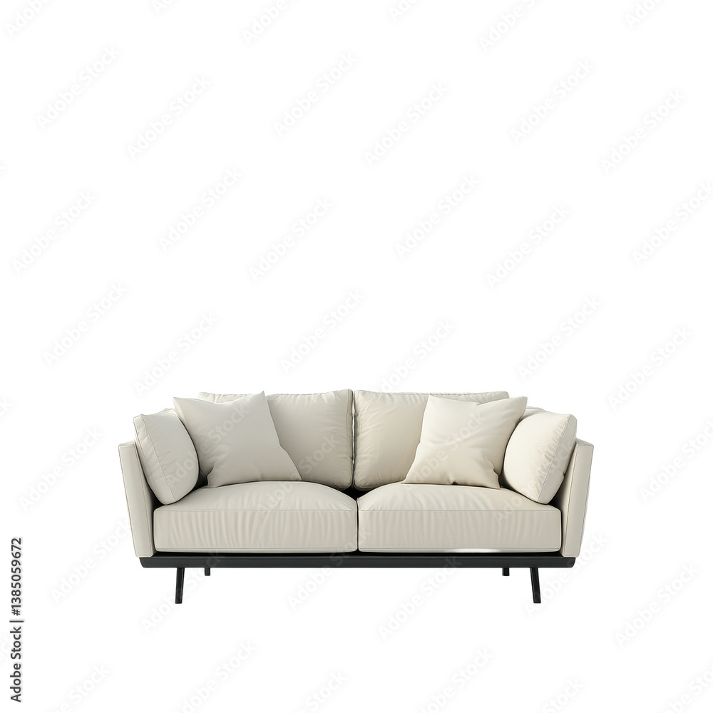 Modern sofa with decorative plant on bright Transparent background creating an inviting living space, Sofa and plant on Modern sofa with decorative plant on bright Transparent background creating an inviting living space, Sofa and plant on