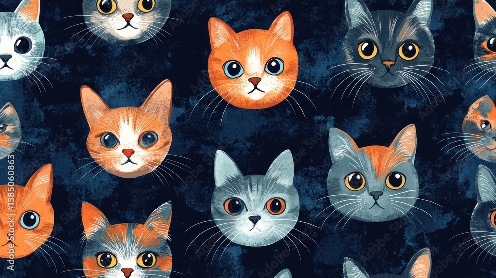 Cute Cat Faces Pattern Cute Cat Faces Pattern