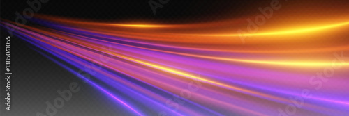 Abstract light lines of movement and speed, neon effect.