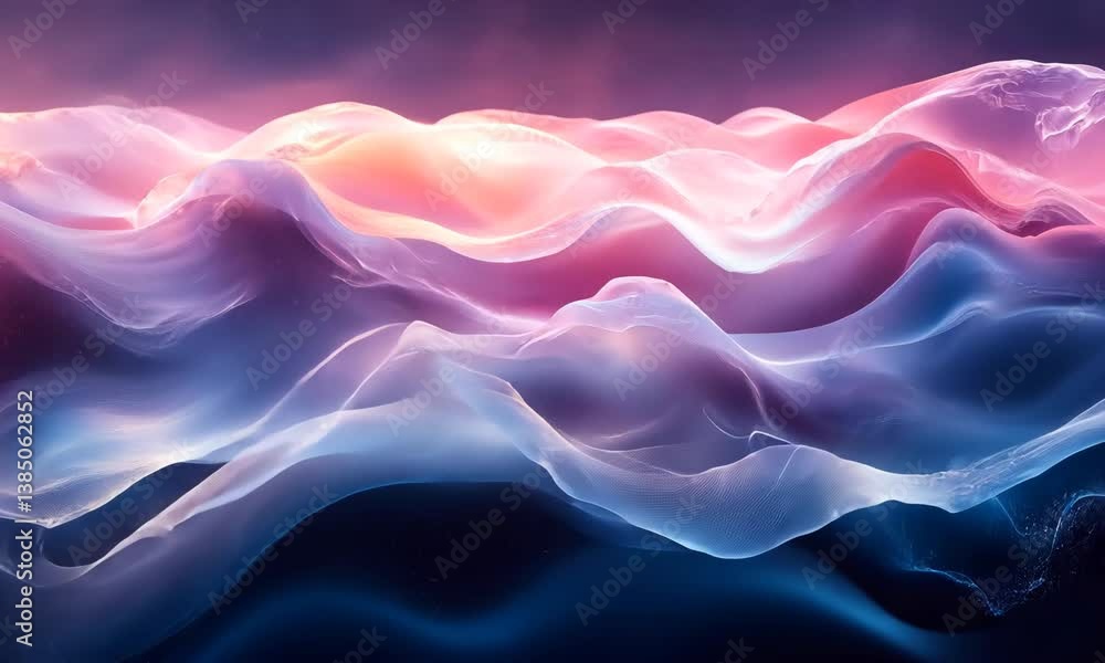 Abstract iridescent waves flowing gracefully with vibrant pink and blue hues effect Abstract iridescent waves flowing gracefully with vibrant pink and blue hues effect