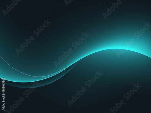 Elegant Teal Wave Abstract Background – Smooth Futuristic Curves on Dark Gradient Design