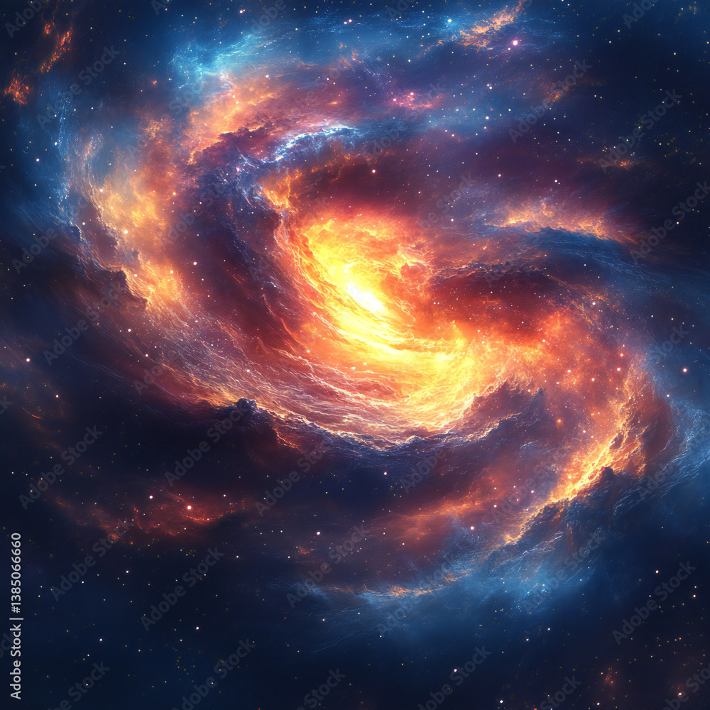 Fototapeta premium A cosmic abstract background with starry patterns and swirling galactic colors