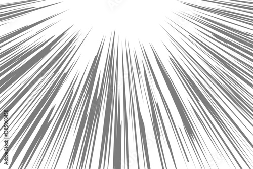 上に向けての白黒の集中線の背景素材　漫画の背景素材　横長　白黒