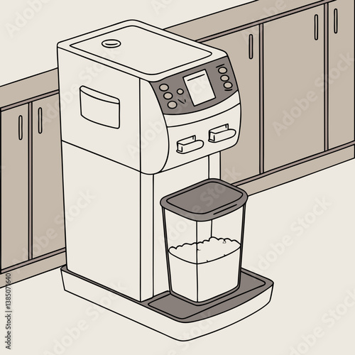 Rice dispenser in a modern kitchen setting