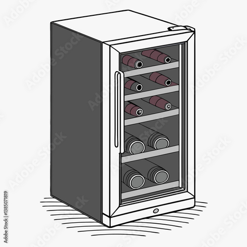 Wine cooler with wine bottles displayed in a modern style