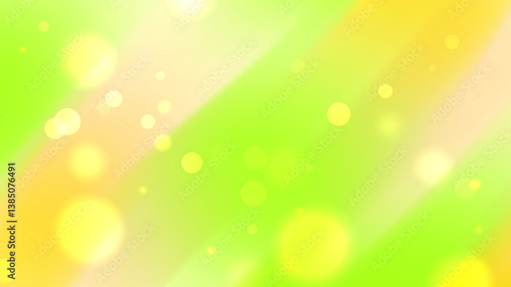 Bright green and yellow abstract background with bokeh circles and gradient lighting