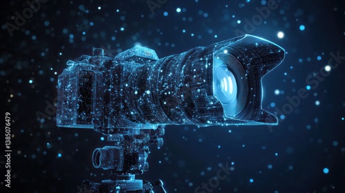 Digital camera with lens in futuristic style