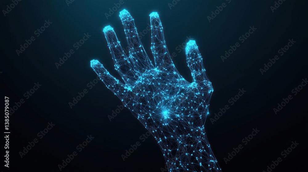 Naklejka premium Digital hand, geometric design