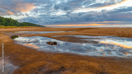 Fototapeta Naklejka Na Ścianę i Meble -  Lagoons on a calm, warm summer evening by the Baltic Sea