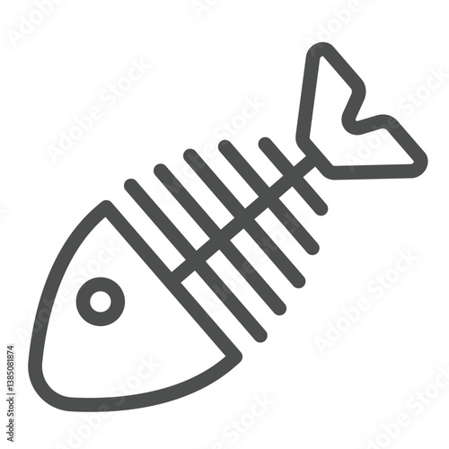 Fish bone skeleton line icon, climate change concept. Vector graphics. Fishbone, fishery sign on white background, outline style icon for mobile or web design.