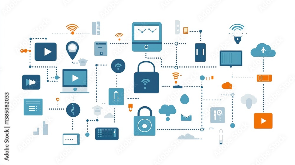 Connected digital devices network graphic Connected digital devices network graphic