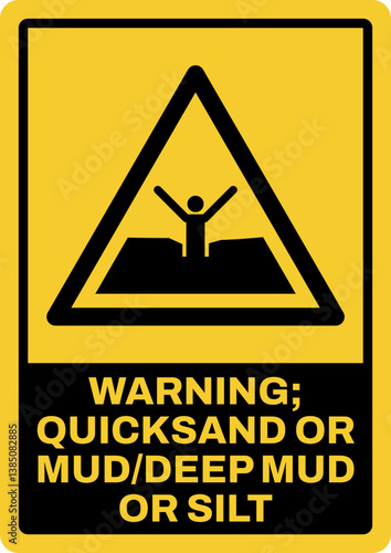 warning safety signs v2 uppercase text_warning ; quicksand or mud-deep mud or silt_portrait size a4/a3/a2/a1 
