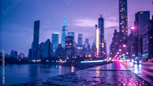 City night view , blue sky