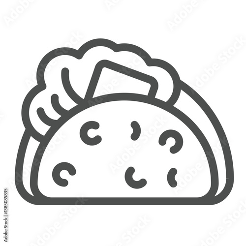 Shawarma with salad and cheese line icon, culinary cooking concept. Vector graphics. Fried pastry dough with meat, food sign on white background, outline style icon for mobile or web design.