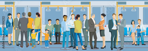 Stadtbahn, Metro,  Bus mit Fahrgästen Illustration--.eps