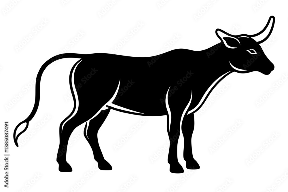 Fototapeta premium Tailed Gnu silhouette vector illustration