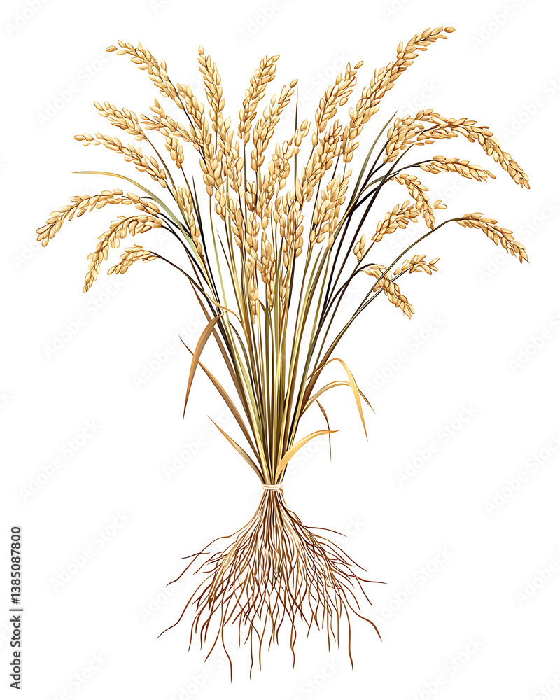 Fototapeta premium rice-related illustrations and smart farming technologies, focusing on grains, plants, cultivation, and innovative agricultural solutions for commercial use.