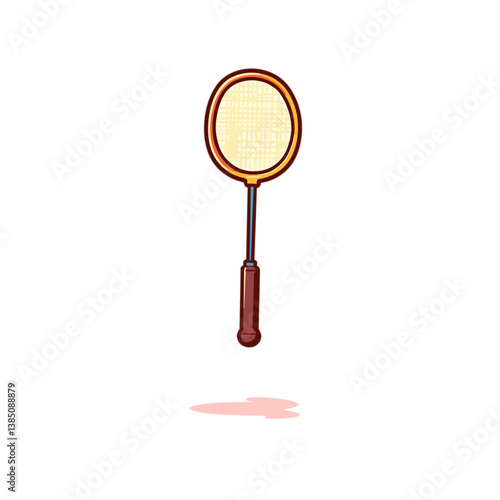 Cartoon badminton racket on a minimalist white background  