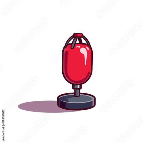 Red punching bag in a minimalist style against a white background  