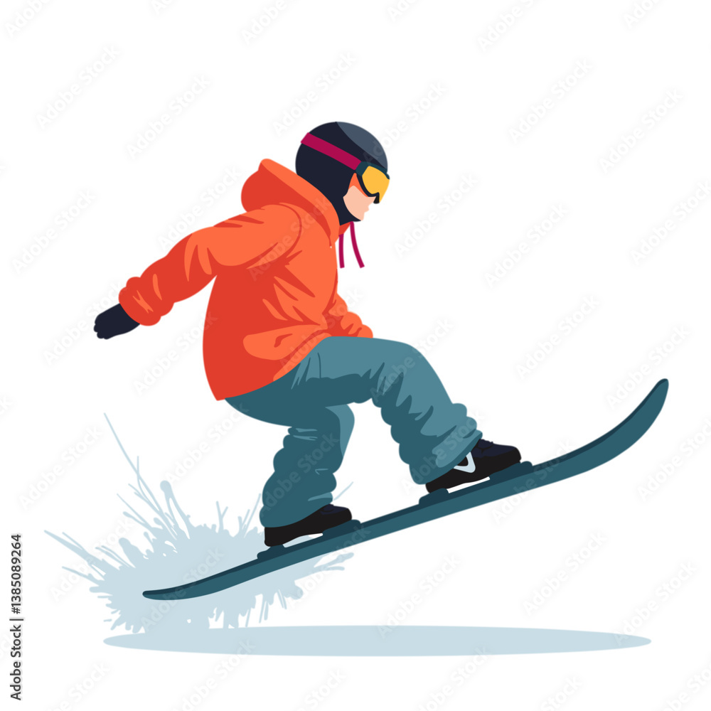 Obraz premium Snowboarder performing a jump against a snowy background 