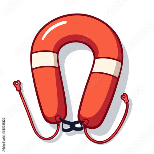 Red lifebuoy illustration against a white background  