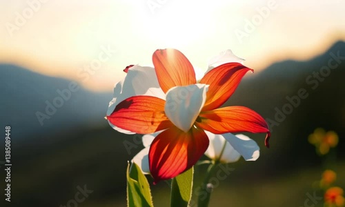 Combine colors of flower with dominat cherry red fro background