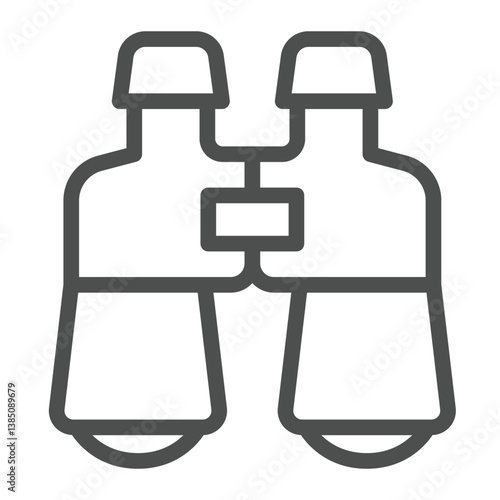 Binoculars line icon, eco tourism concept. Vector graphics. Binocular spyglass tool, magnifying sign on white background, outline style icon for mobile or web design.