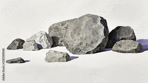 Earthen tides rocks  isolated watercolor vector illustration svg