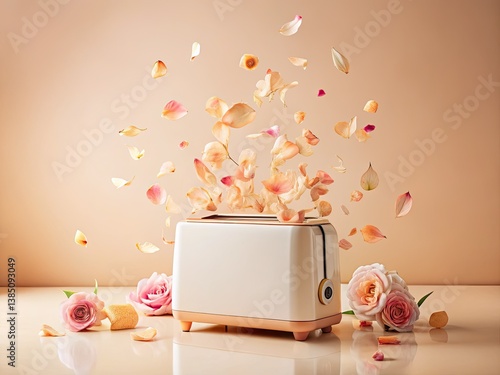 Pastel Toaster Minimalist Photo - Eco-Friendly Kitchen Still Life, Sustainable Design, High Depth of Field