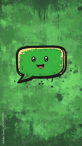 Cartoon speech bubble, green background