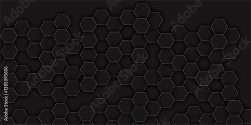 gray Hexagonal Background. Luxury white Pattern.  vector illustration geometry science and technology cover web  honeycomb . Hexagonal grid tile and mosaic structure mess cell.