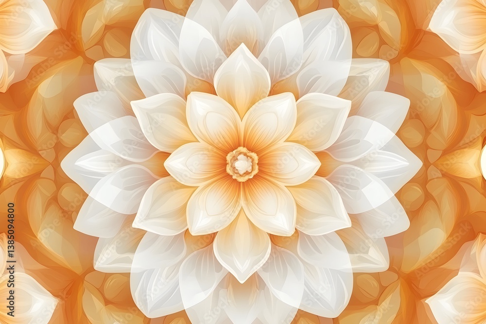 Fototapeta premium Elegant White and Orange AI Generated Flower Mandala