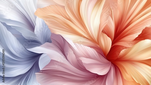 Abstract Floral Design with Pastel Colors and Swirling Petals