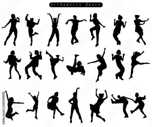 dancing silhouette dance pose element hand drawn vector