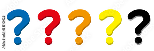 はてなマーク　疑問　アイコン　3D立体	セット