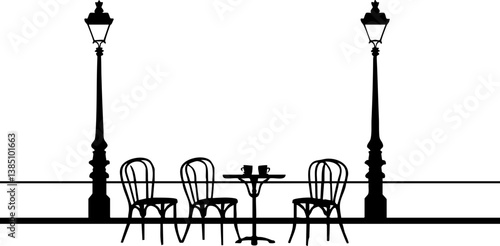 Parisian Cafe Scene Silhouette