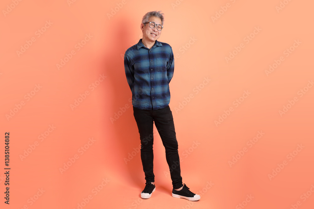 Fototapeta premium 50s Asian Man in casual clothes