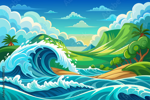 vector of Sea water ocean wave