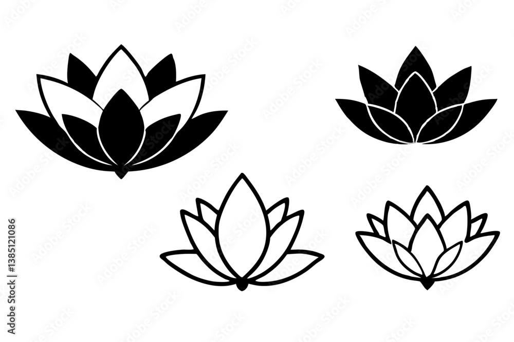set of lotus flower silhouette vector illustration set of lotus flower silhouette vector illustration