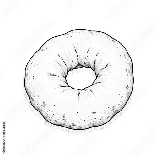 Vintage bagel sketch illustration in black and white  