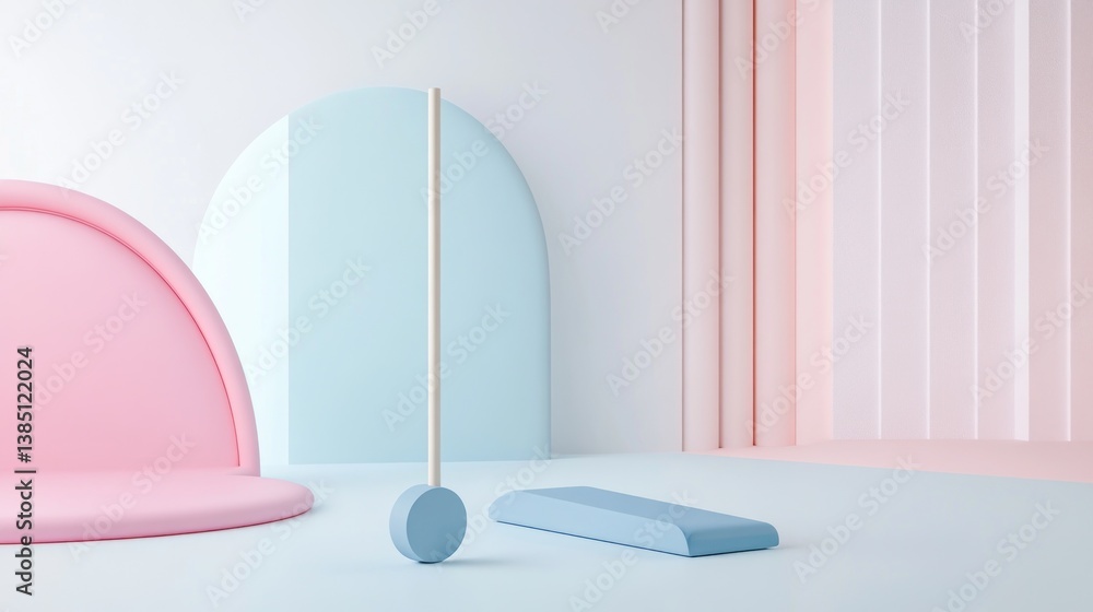 Pastel geometric shapes, minimalist scene, light blue and pink Pastel geometric shapes, minimalist scene, light blue and pink