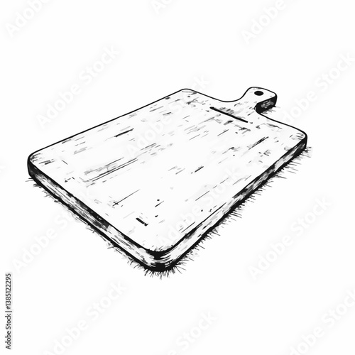 Vintage Cutting Board Sketch Illustration in Black and White  