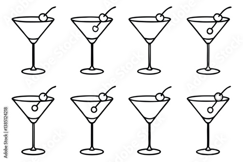 Cosmopolitan Line Art Illustration Elegant Drawing for Print Designs