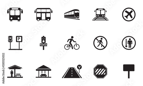 public transport and traffic symbols