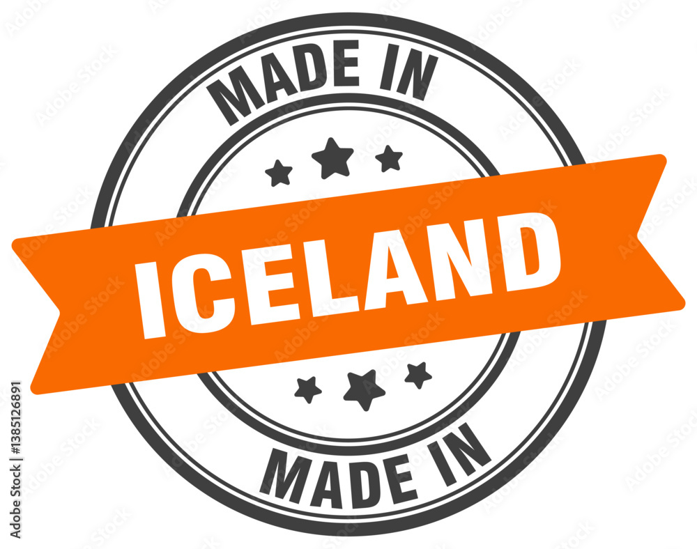 Obraz premium Made in Iceland round sign. Made in Iceland stamp.