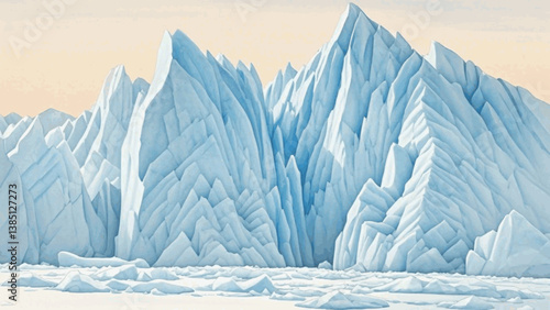 Crystalline serenity glacier isolated watercolor vector illustration svg 