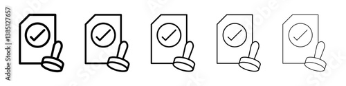 Approved document icons vector set in different stroke line style